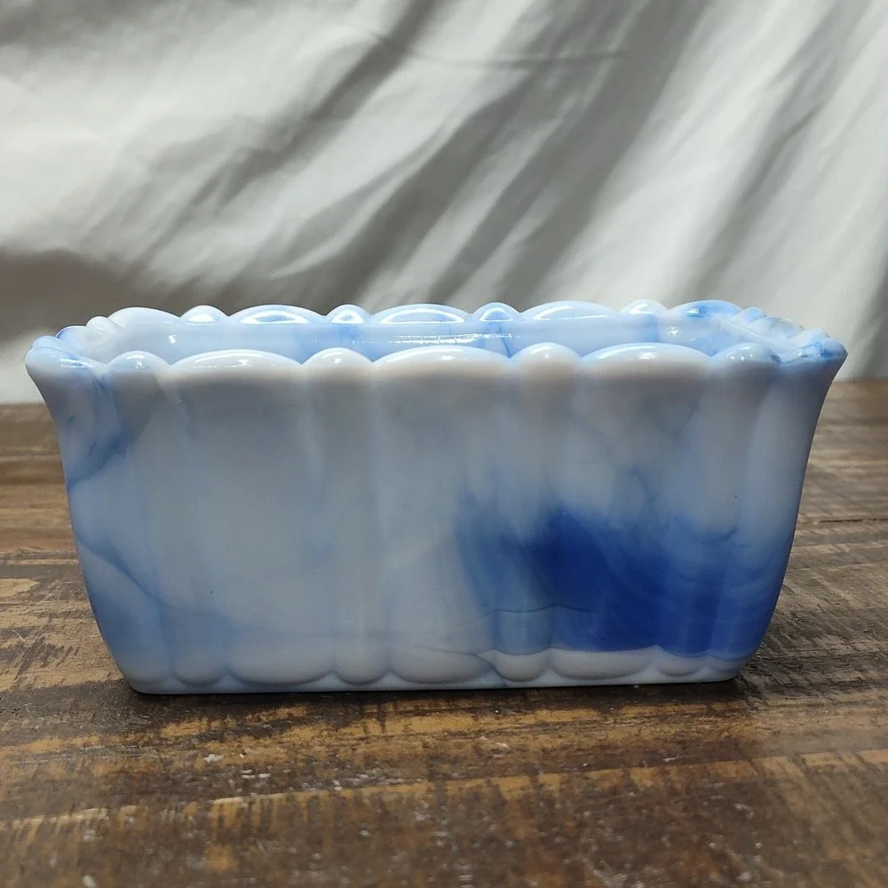 Vintage Akro Agate Bowl Made in the USA marble ruffled edge